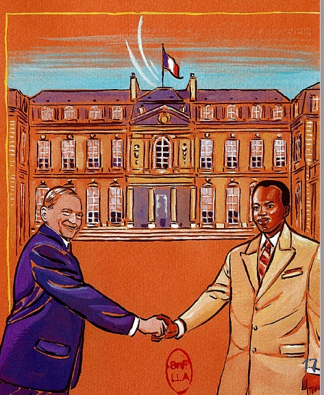 Modibo Keita devant le palais de l'Elysée