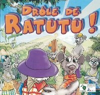 Dans la campagne, des rats habillés regardent un animal coiffé d'un grand chapeau violet qui cache sa tête