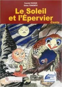 dessin de soleil, lune, épervier et coq