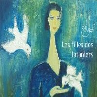 c'est le portrait d'une femme en robe bleue. On voit aussi deux colombes blanche