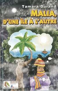 une petite fille sous la neige avec un bonnet et une écharpe imagine dans une bulle la mer, un palmier, un bateau.