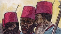 trois soldats congolais 1914, illustration de Barly Baruti, extraite de Madame L