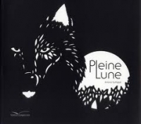 tête de loup et lune sur fond noir