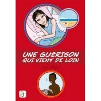 sur fond rouge, un médaillon montre une fille européenne; un autre un garçon afr