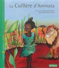 fille en robe verte, lion à sa droite, sur terre rouge