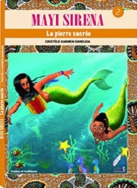 Deux sirènes nagent dans l'eau.