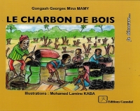 Des personnages portant du charbon sur fond de savane