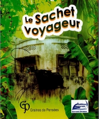 Le sachet voyageur Sur un fond vert de la forêt, une maison avec un balcon
