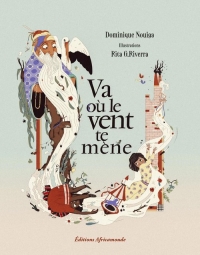 Un vieux monsieur à la longue barbe blanche qui se transforme en cours d'eau, emportant deux fillettes.