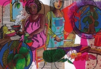 Illustration extraite du recueil de recettes Carabistouilles de légumes péï, d'Isabelle Hoarau-Joly et Yazzo Ahamad, illustré par Nicoletta B.