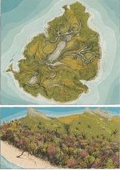 Vues de l'Île Maurice quand elle était déserte. Illustration de Evan Sohun.